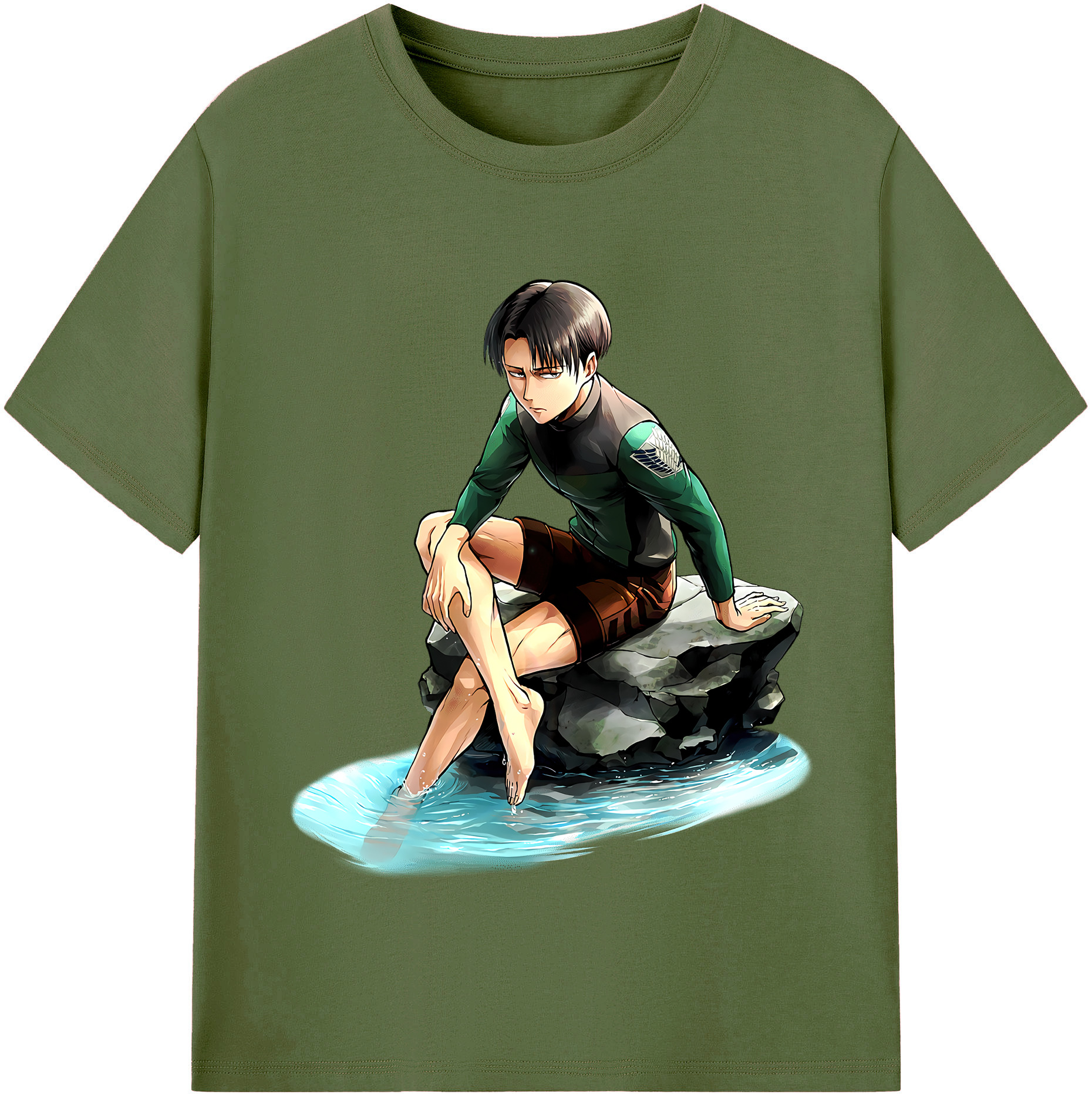 （画像用） 進撃の巨人 リヴァイ·アッカーマン Attack on Titan Levi Ackerman 綿100％半袖Tシャツ（フロントプリント）